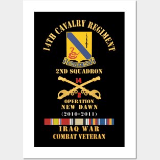 Army - 14th Cavalry Regiment w Cav Br - 2nd Squadron - OND - 2010–2011 - Red Txt Cbt Vet w IRAQ SVC X 300 Posters and Art